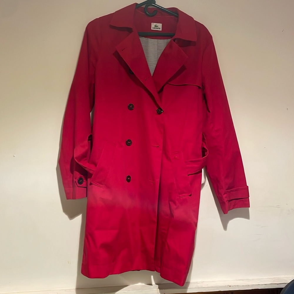 Red Lacoste Trench Coat size 40